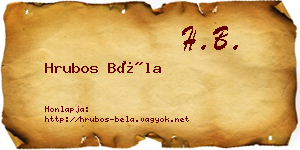 Hrubos Béla névjegykártya
